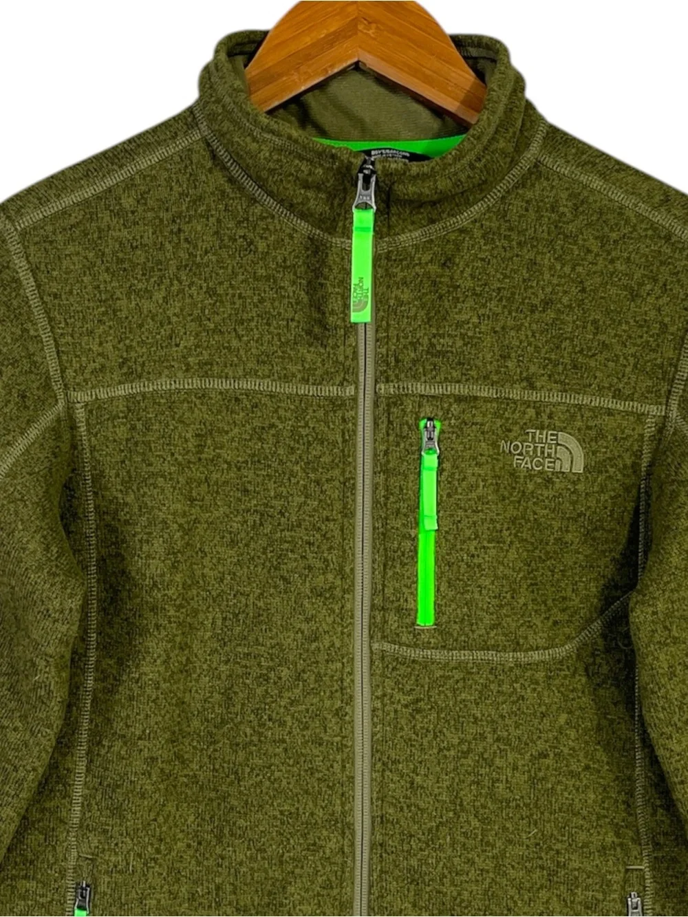 The North Face Boys Heather Green Zip Front Jacket Size Large